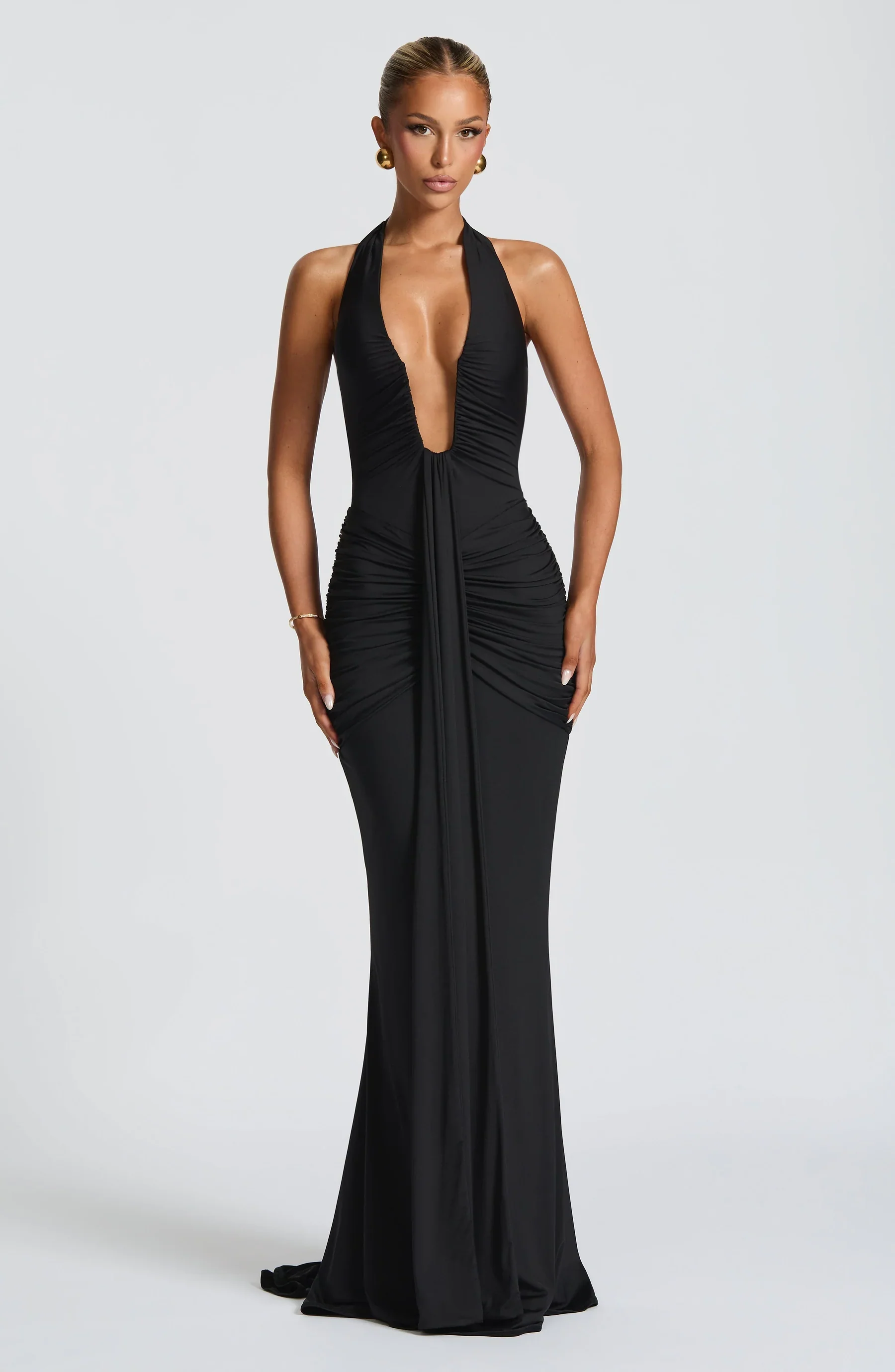 Camilla Plunge Halter Maxi Dress
