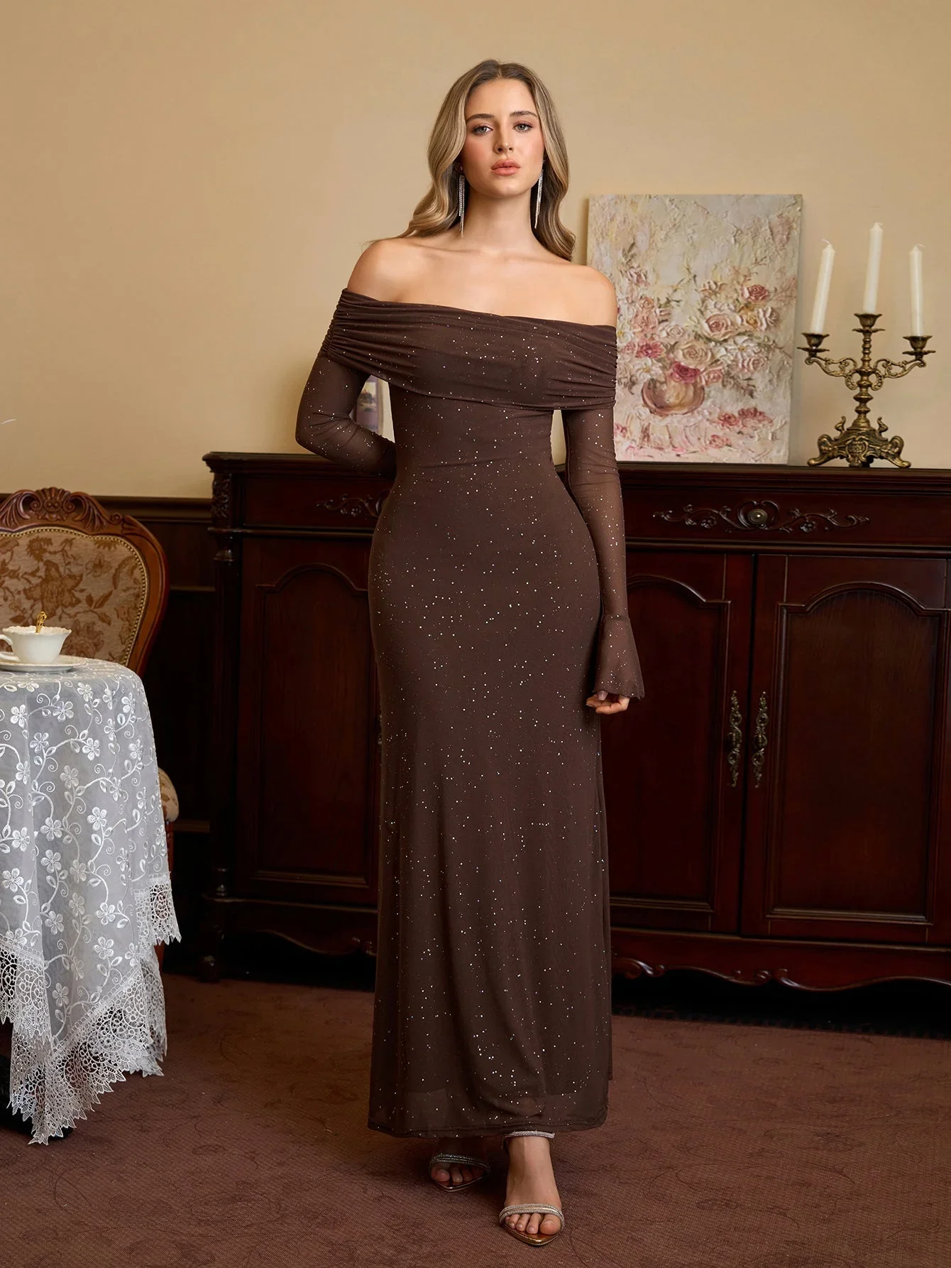 Charlotte Sequin Off-Shoulder Maxi Dress - Image 7