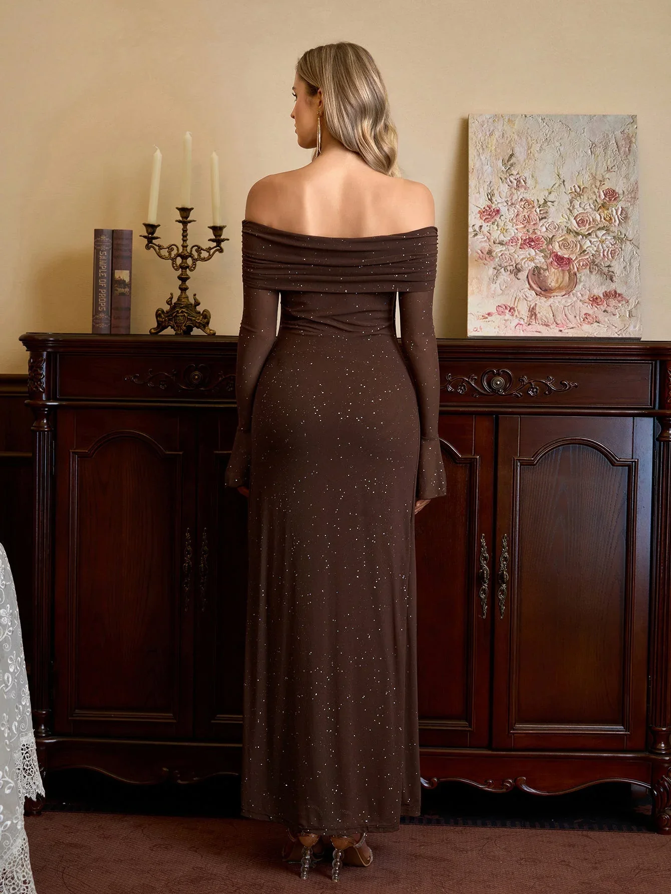 Charlotte Sequin Off-Shoulder Maxi Dress - Image 9