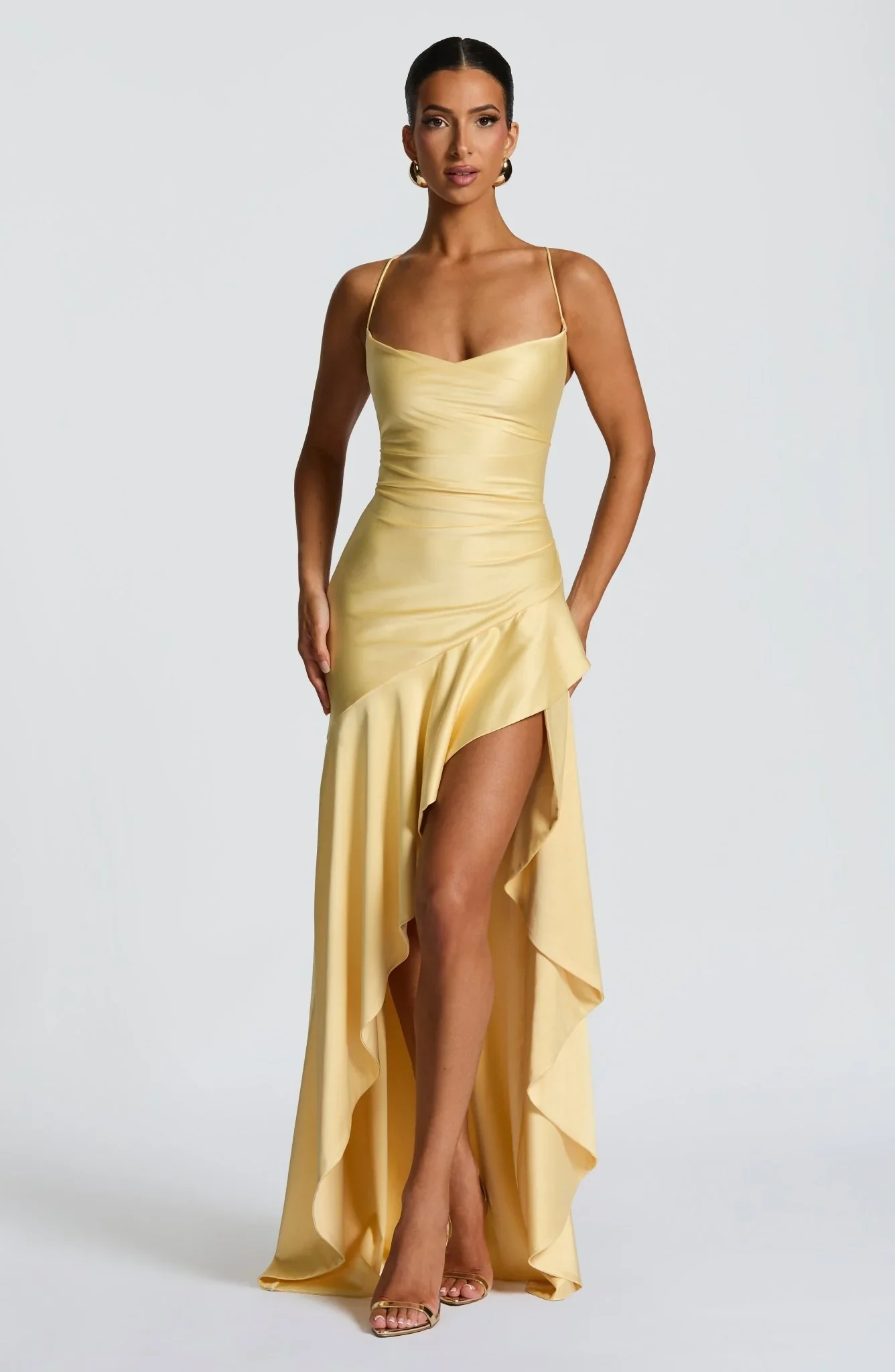 Chloe Satin Cowl Neck Maxi Dress - Image 2
