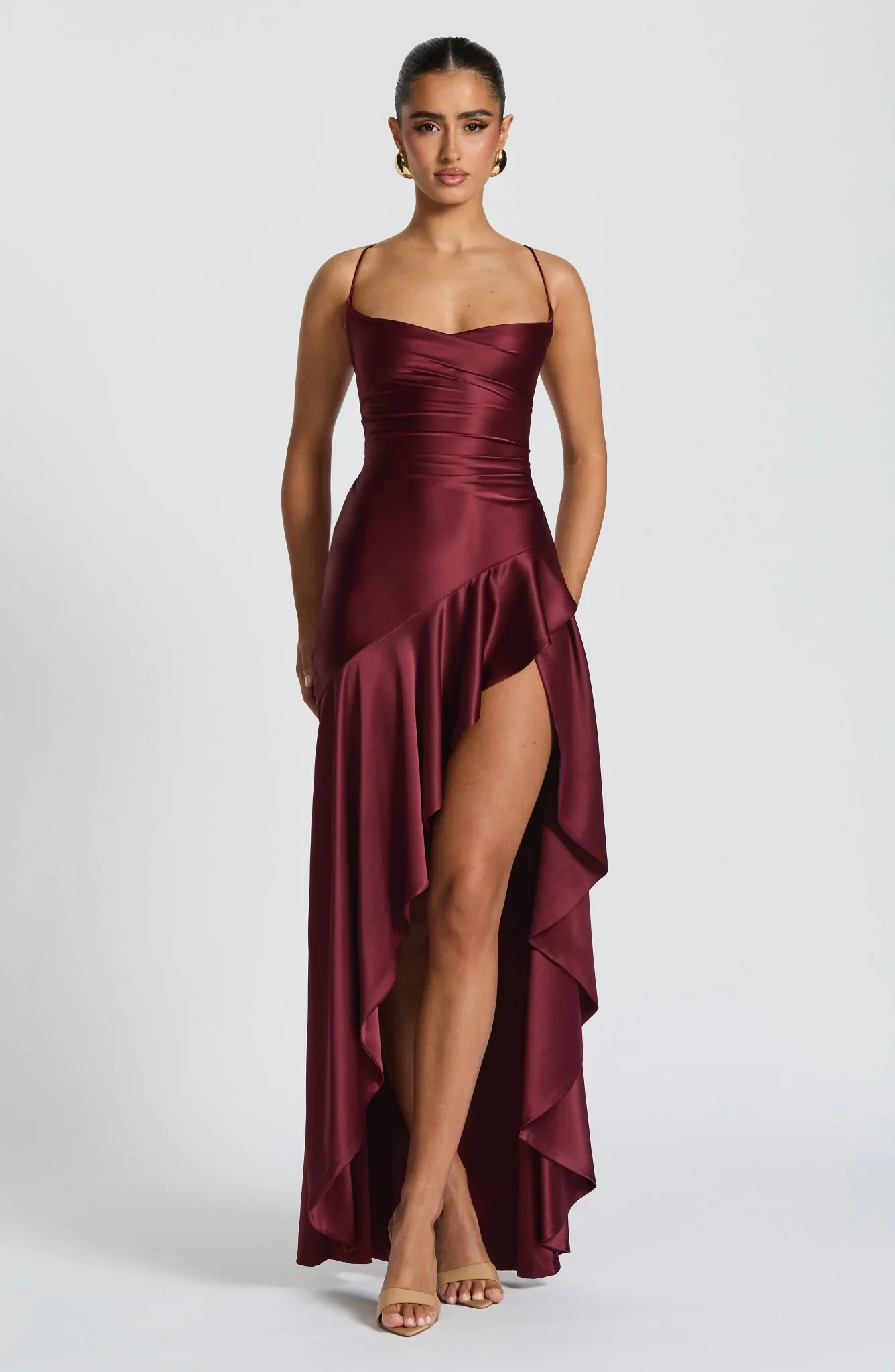 Chloe Satin Cowl Neck Maxi Dress - Image 3
