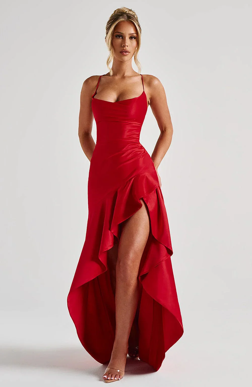 Chloe Satin Cowl Neck Maxi Dress - Image 6