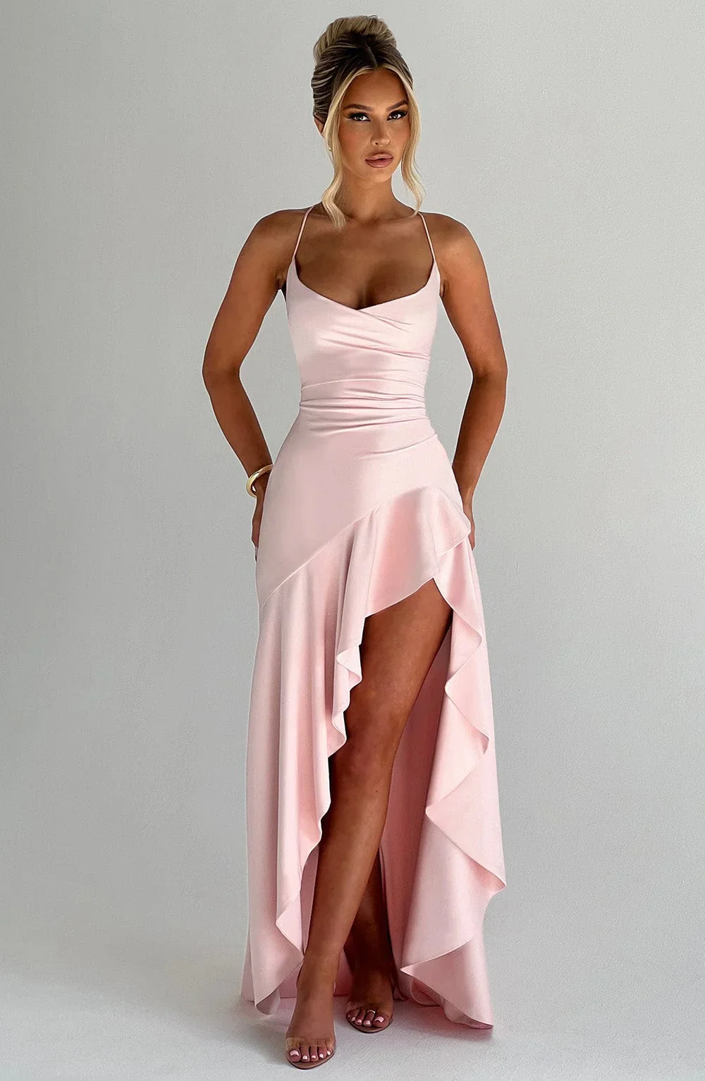 Chloe Satin Cowl Neck Maxi Dress - Image 7