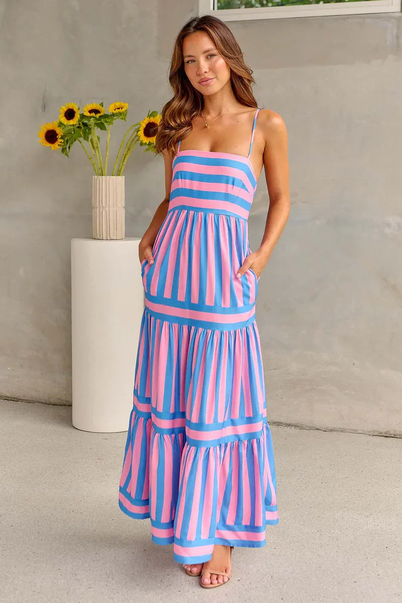 Hailey Striped Tiered Maxi Dress - Image 2