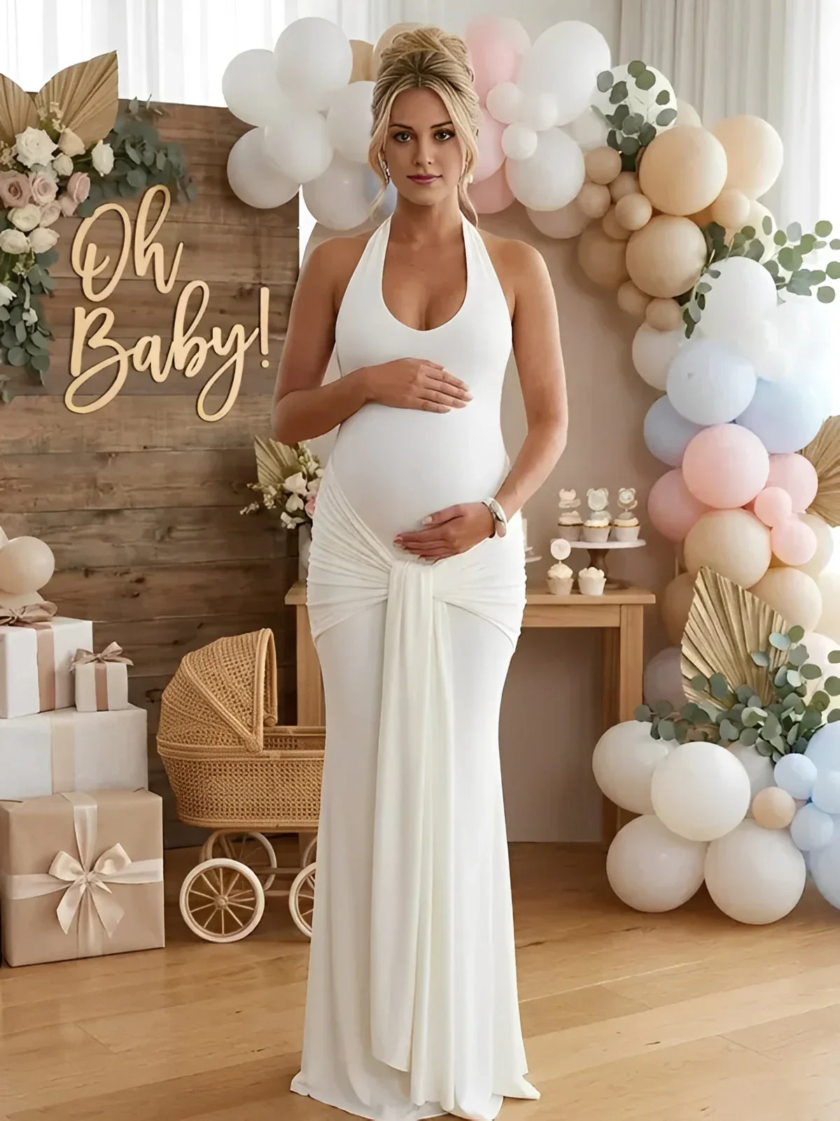 Halo Halter Ruched Maxi Dress - Image 3