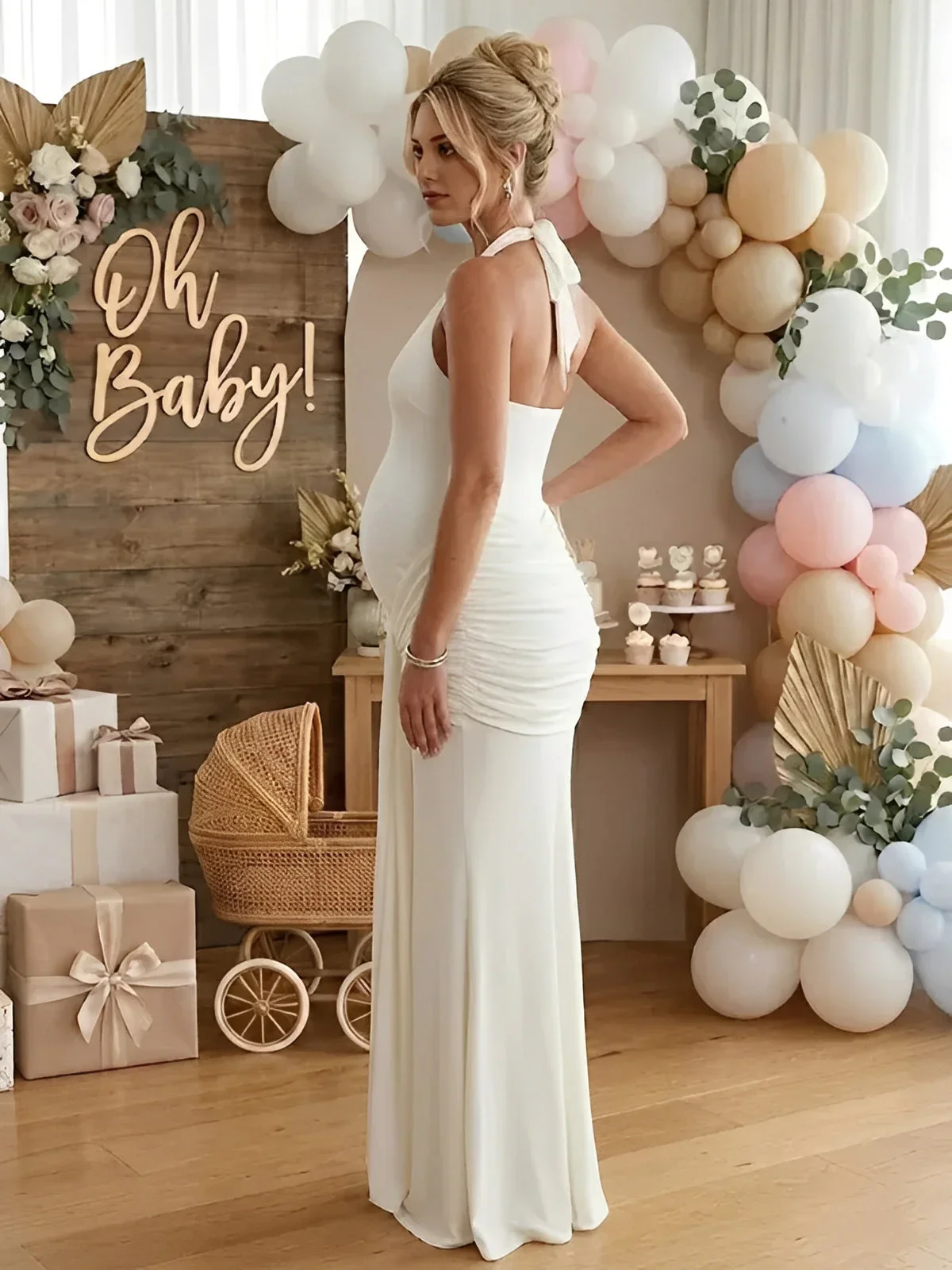 Halo Halter Ruched Maxi Dress - Image 4