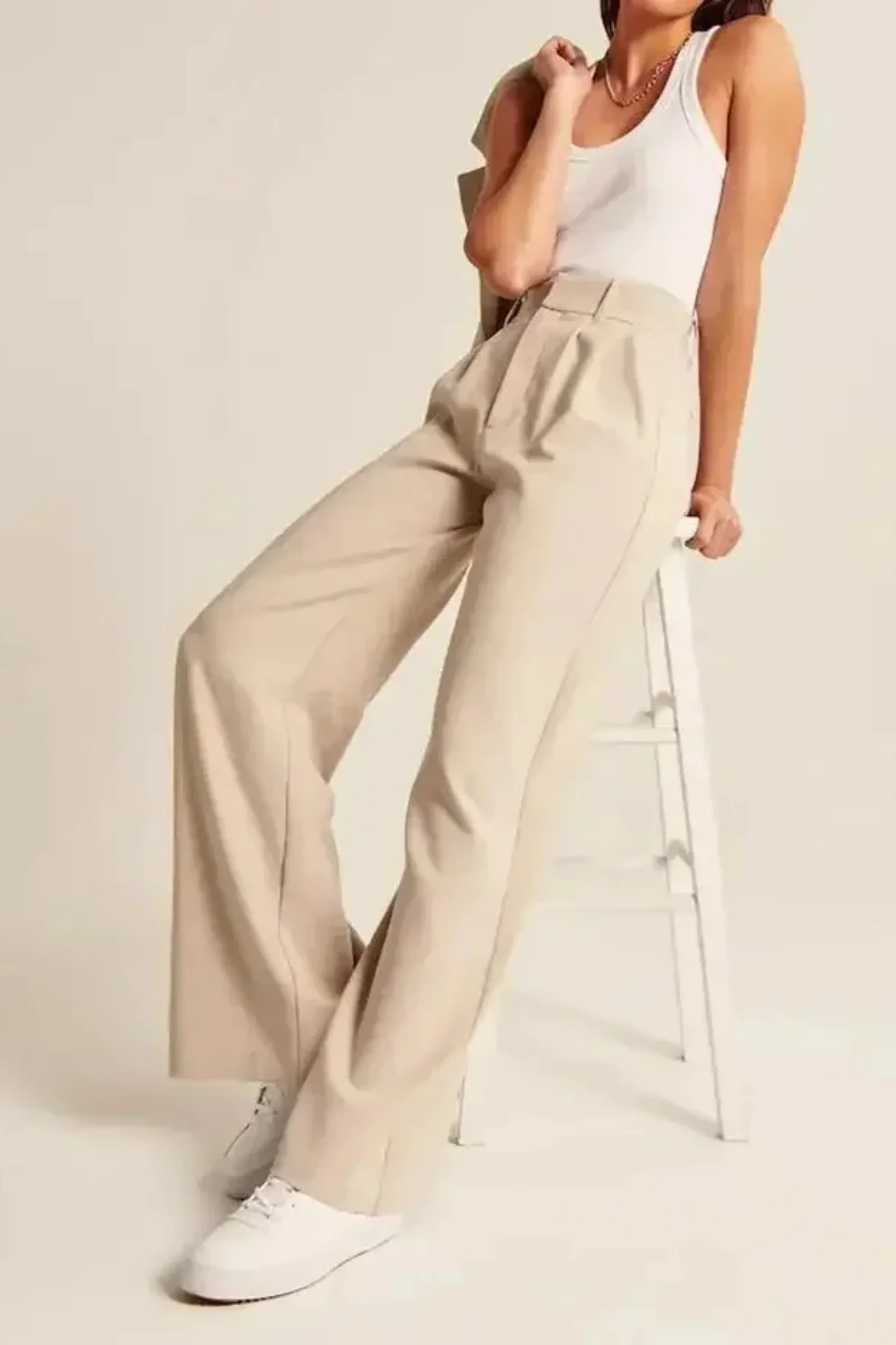 Lucia Beige Tailored Pants - Image 3