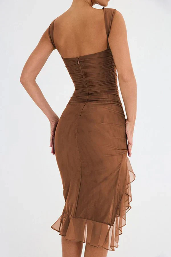 Riva Ruffle Mesh Midi Dress - Image 10