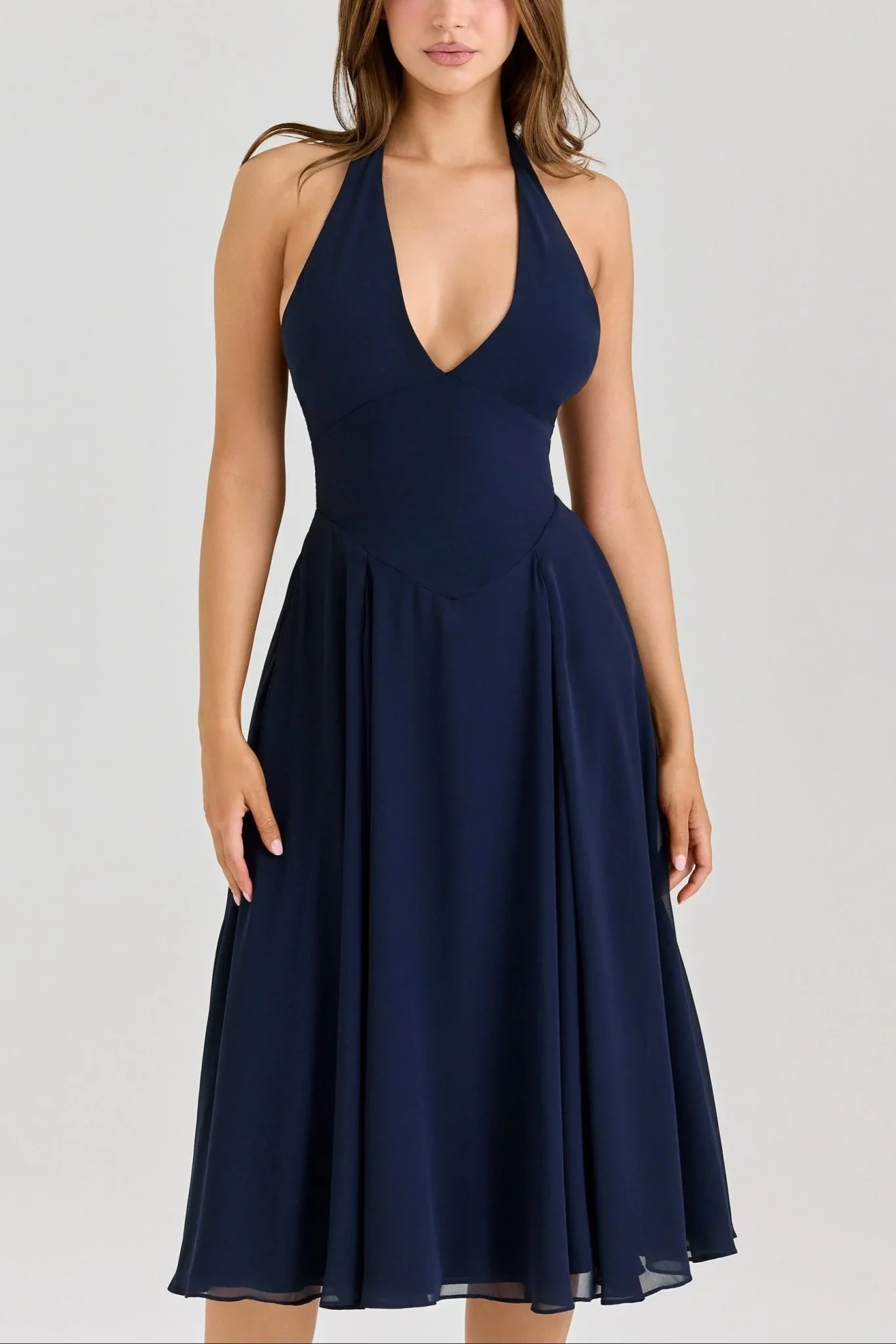 Rosa Georgette Halter Midi Dress - Image 3