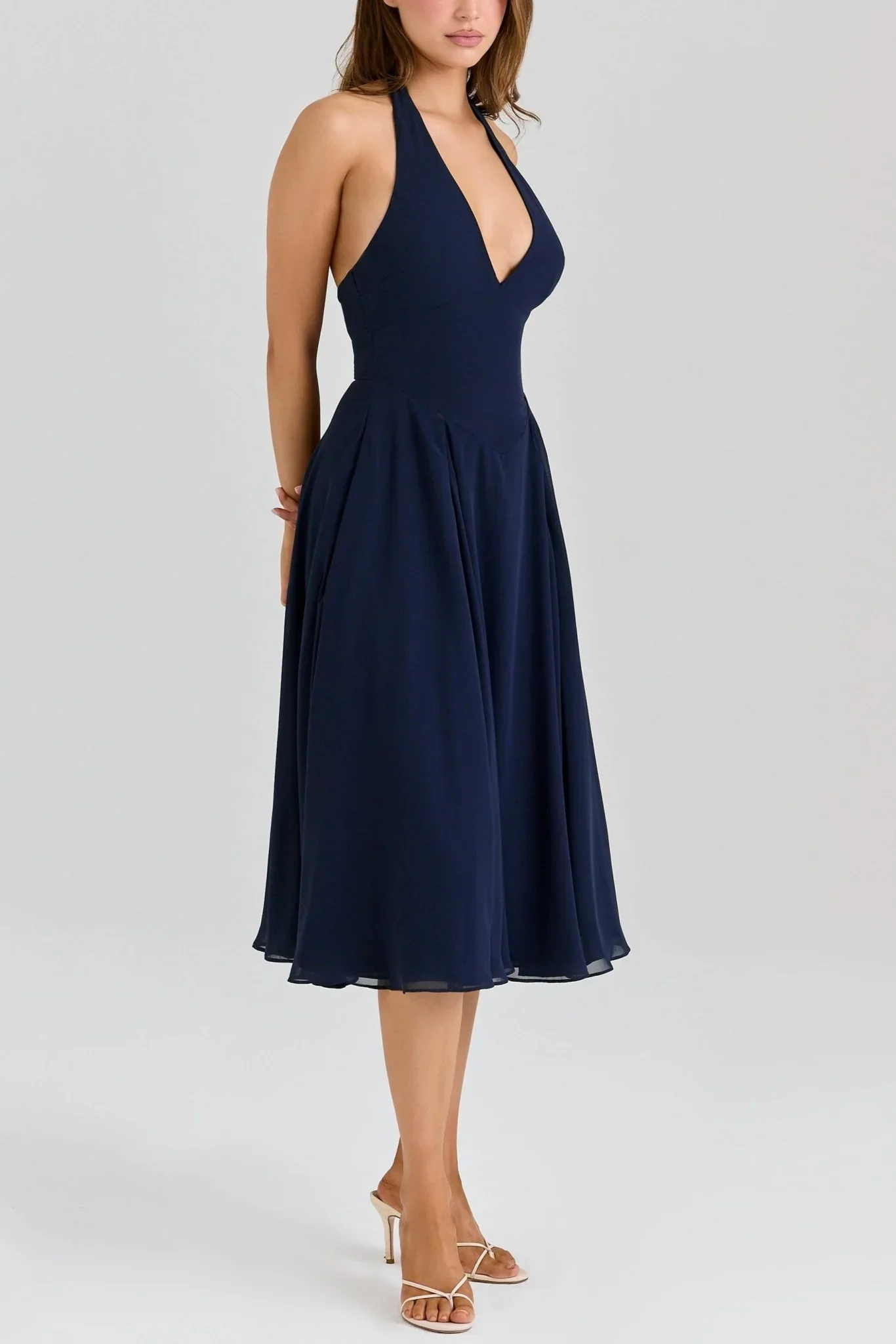 Rosa Georgette Halter Midi Dress - Image 4