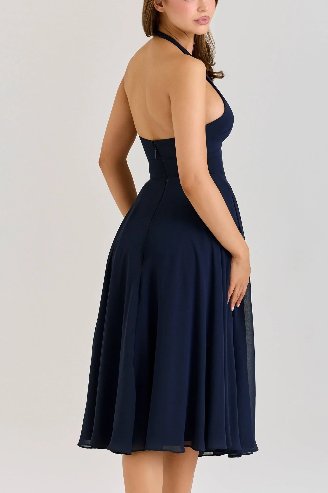 Rosa Georgette Halter Midi Dress - Image 5