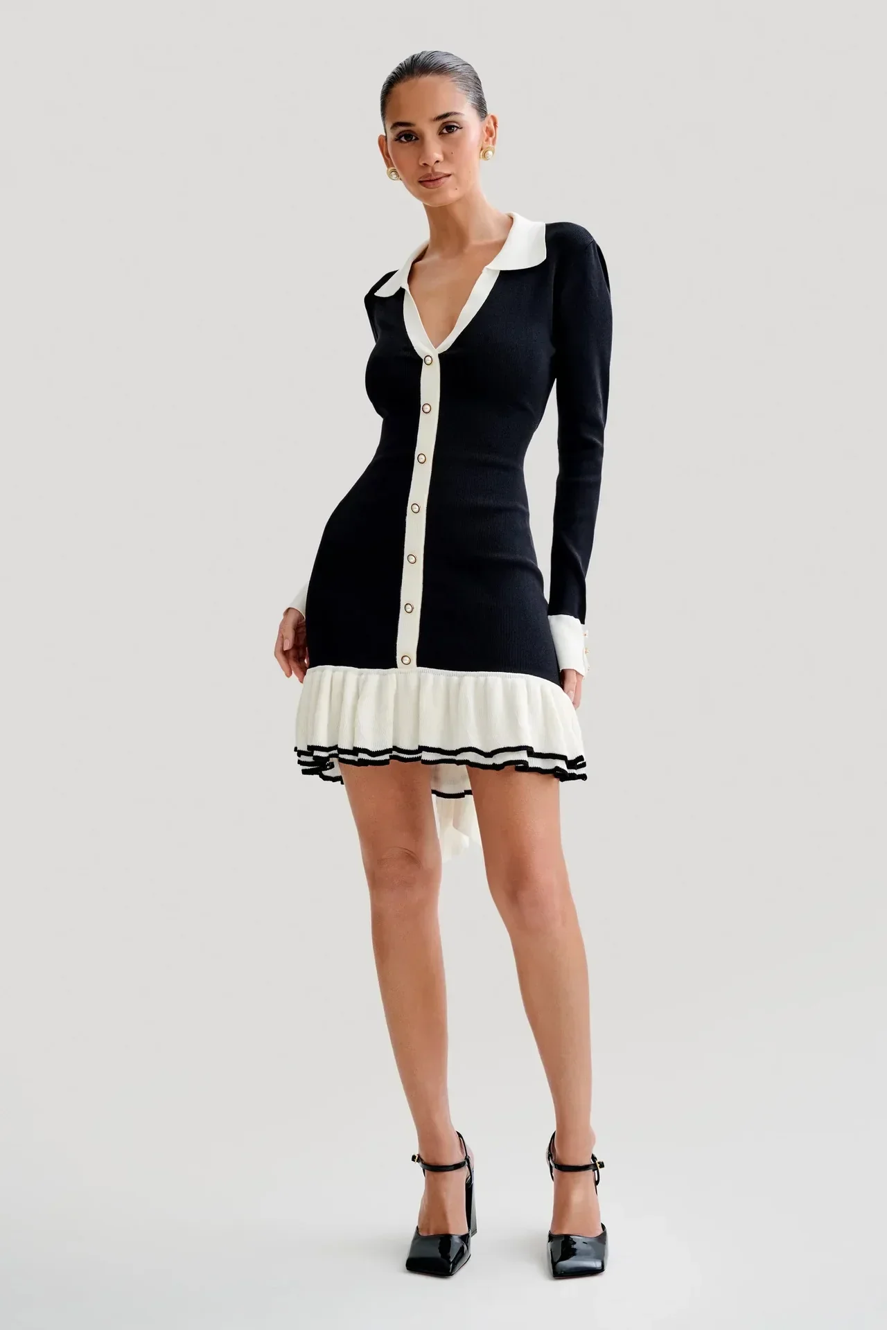 Ruffled Knit Mini Dress