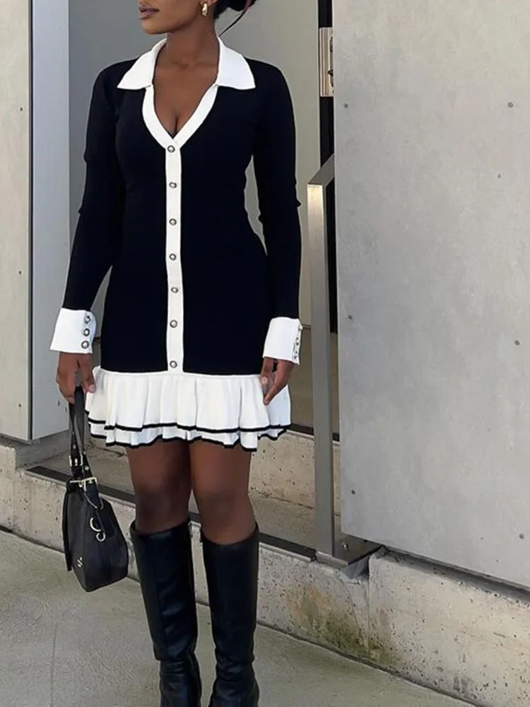 Ruffled Knit Mini Dress - Image 19