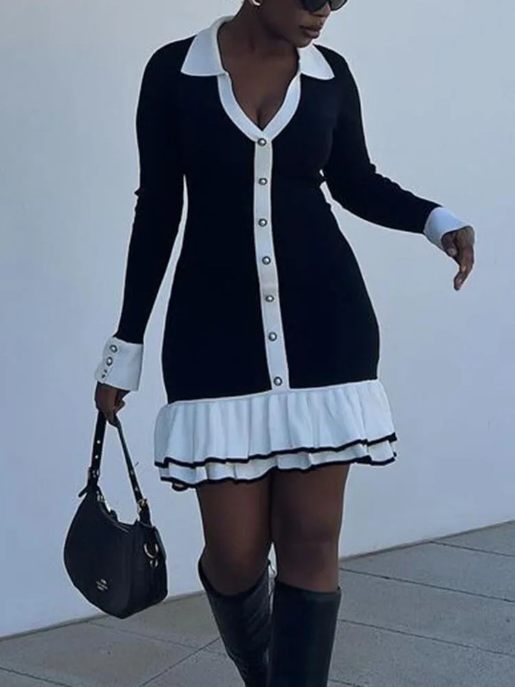 Ruffled Knit Mini Dress - Image 2
