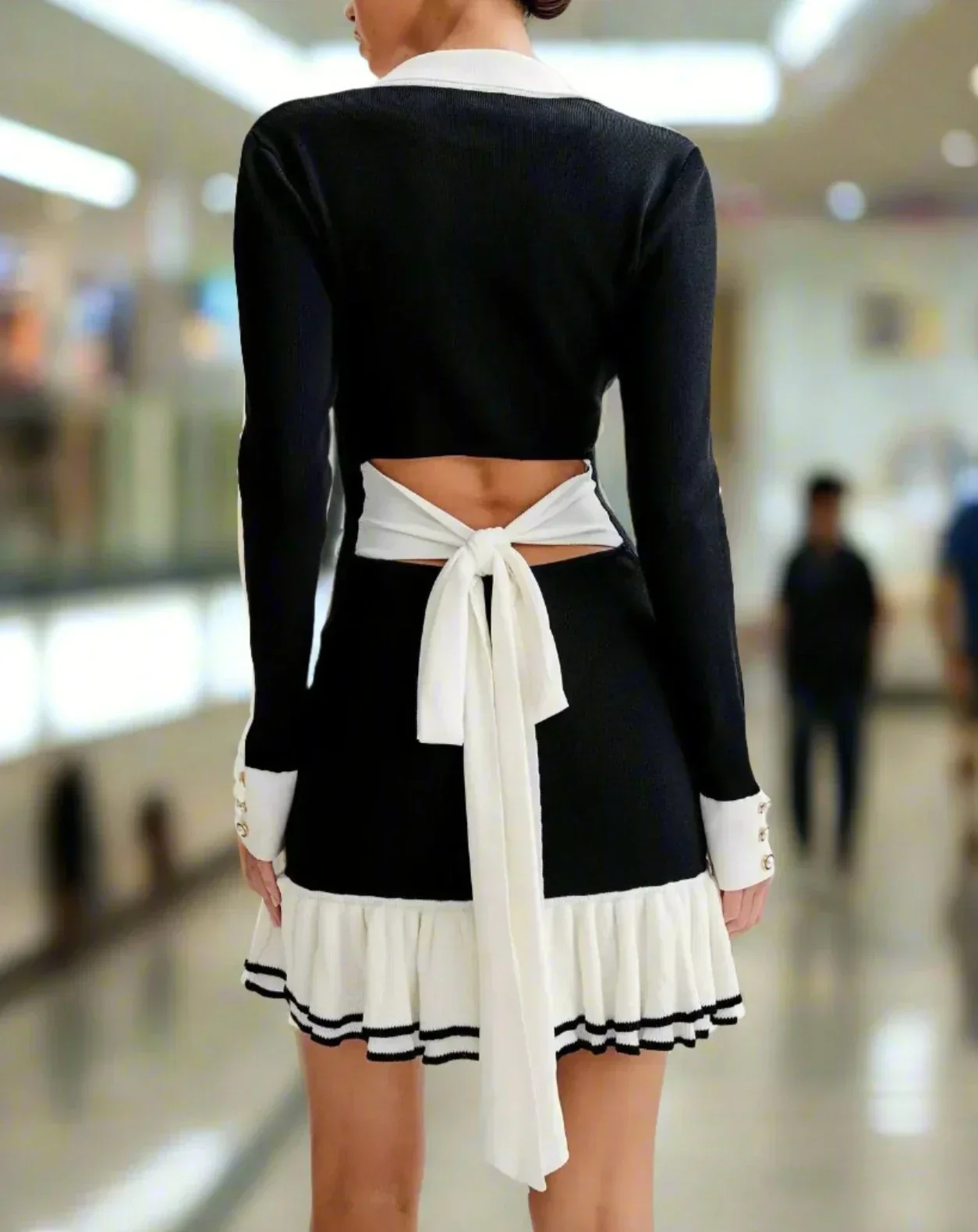 Ruffled Knit Mini Dress - Image 3