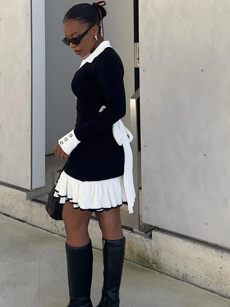 Ruffled Knit Mini Dress - Image 4