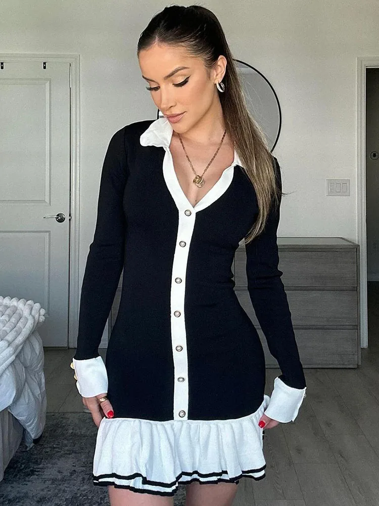 Ruffled Knit Mini Dress - Image 5