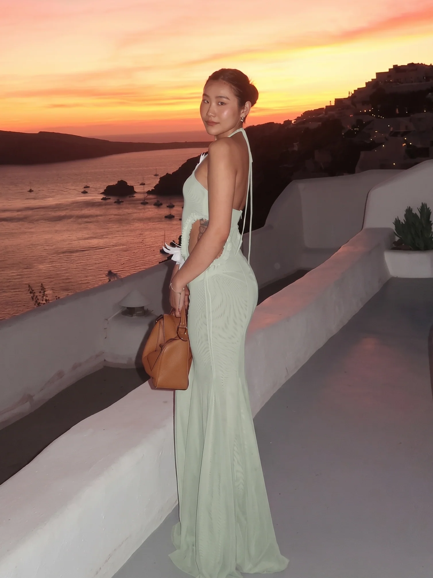 Sage Halter Butterfly Maxi Dress - Image 3