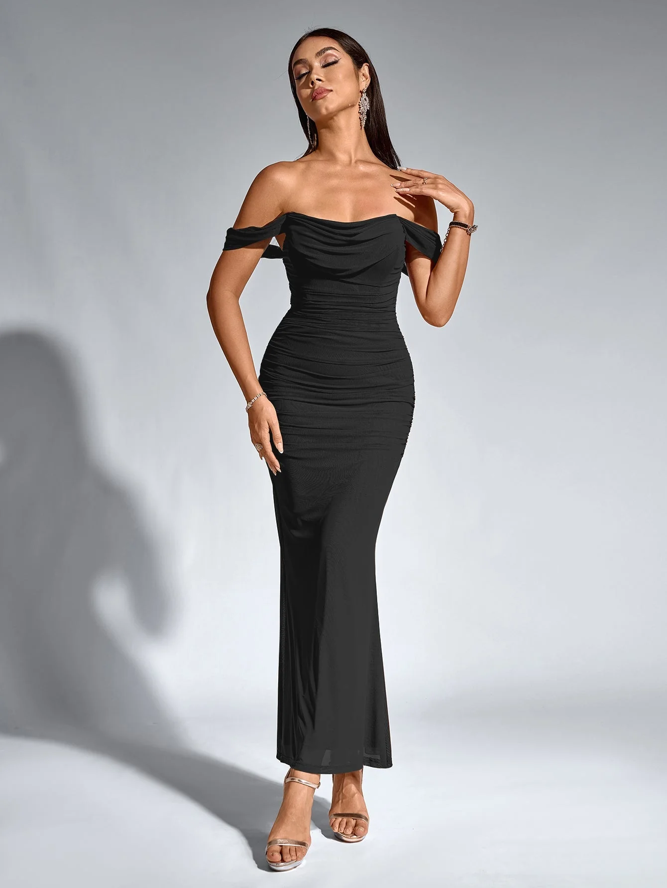 Veda Off-Shoulder Ruched Maxi Dress - Image 11
