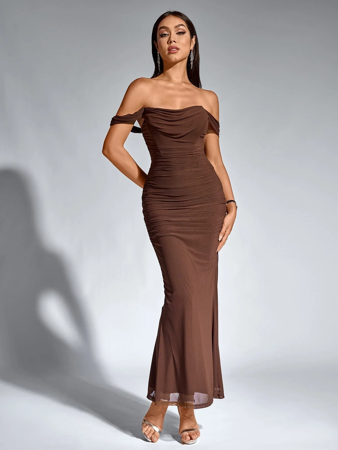 Veda Off-Shoulder Ruched Maxi Dress - Image 12