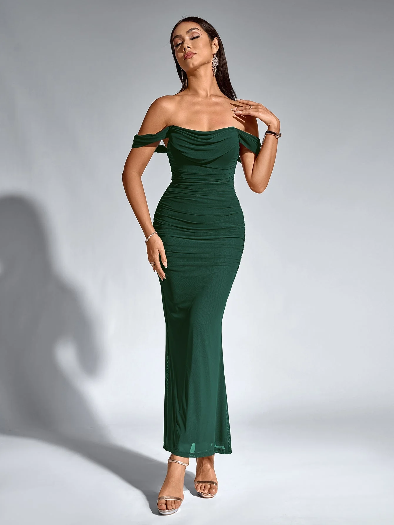 Veda Off-Shoulder Ruched Maxi Dress - Image 14