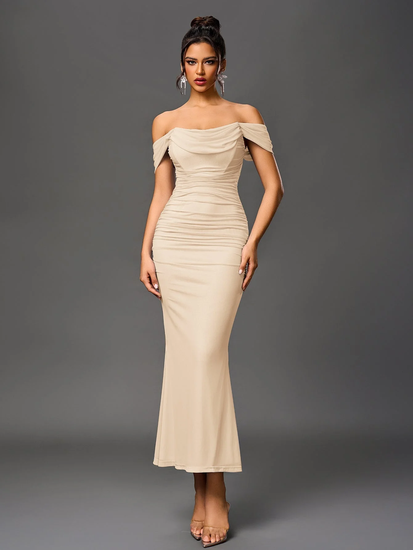 Veda Off-Shoulder Ruched Maxi Dress - Image 5