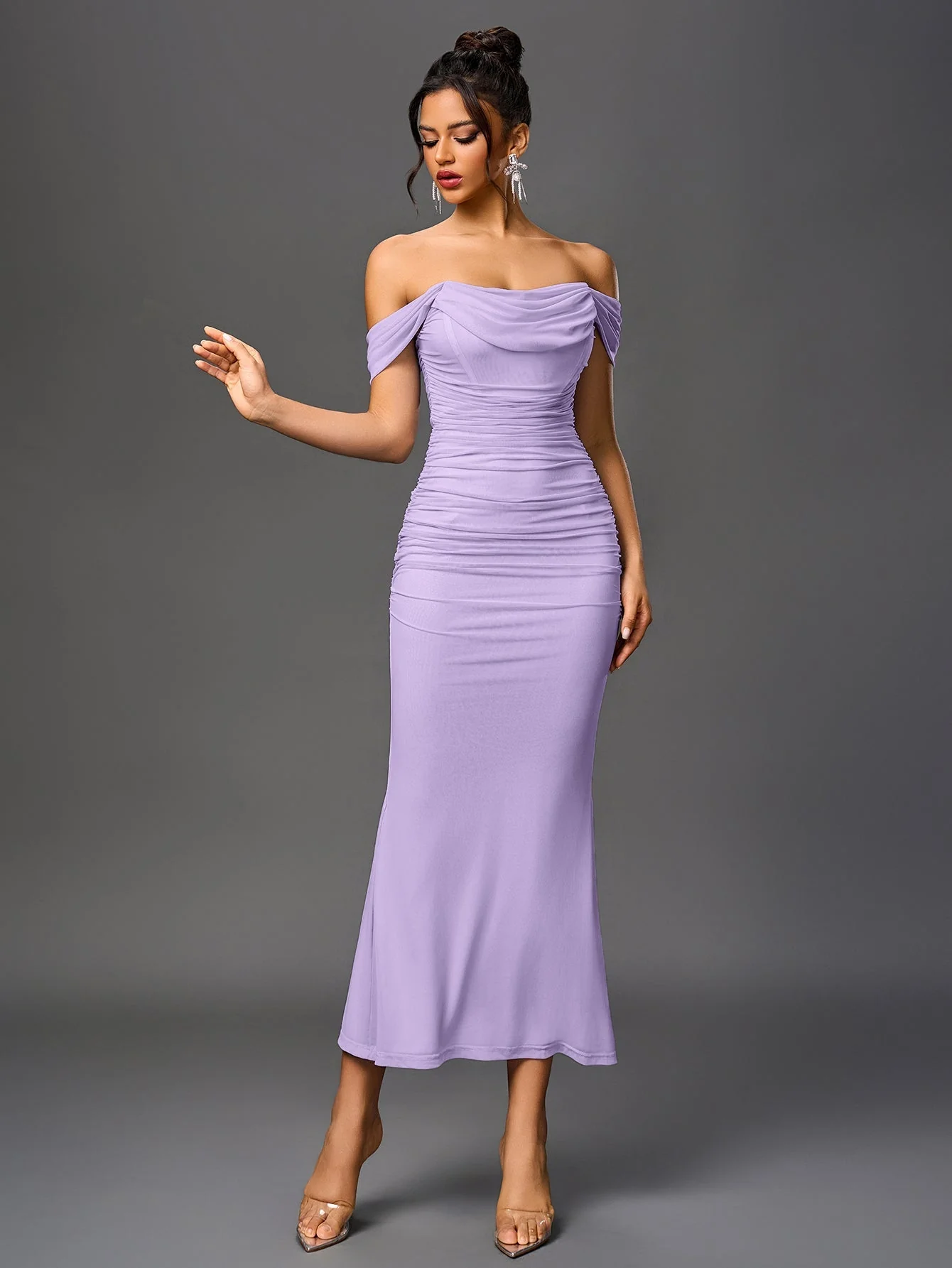 Veda Off-Shoulder Ruched Maxi Dress - Image 7