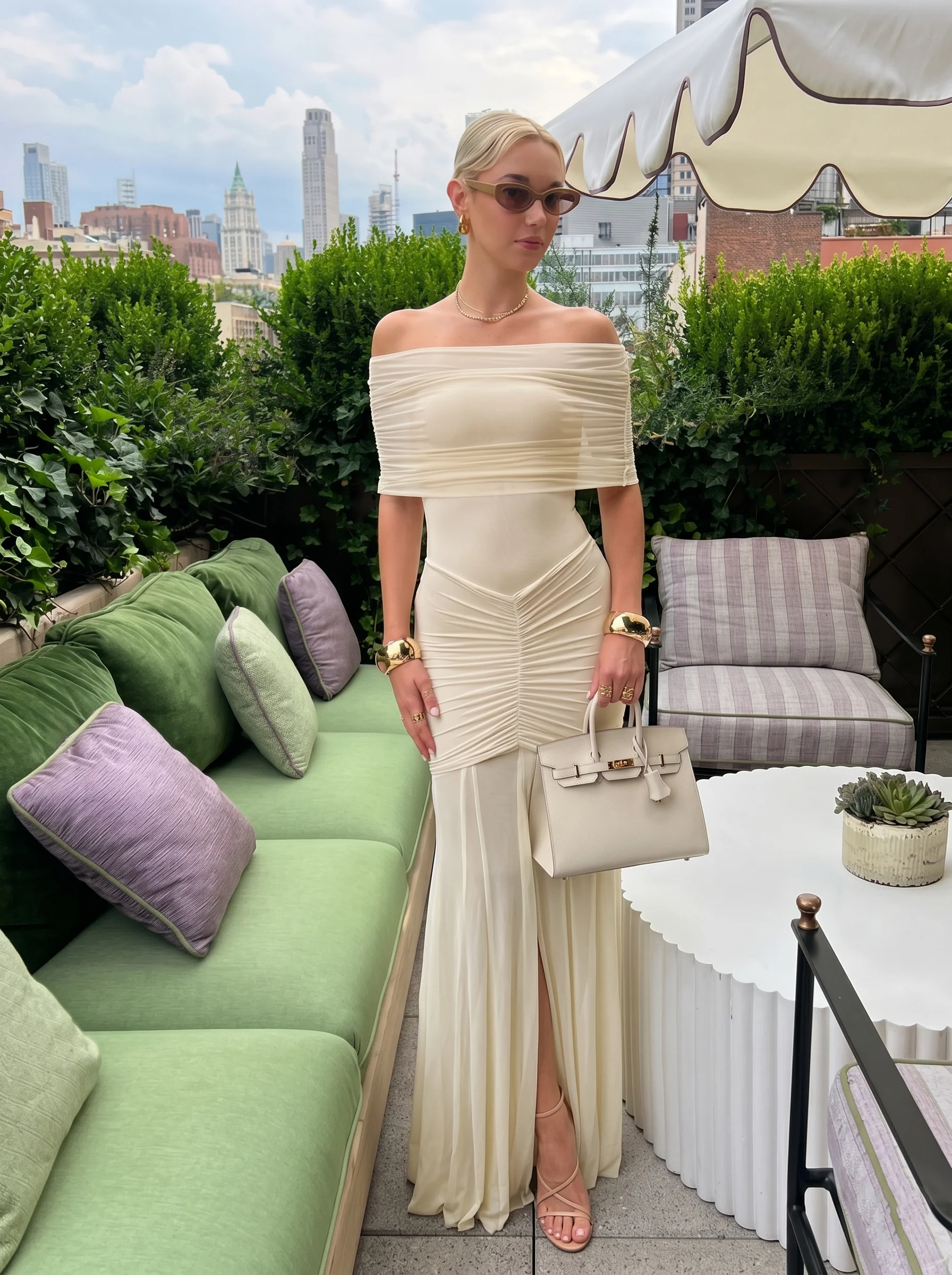 Vera Ruched Off-Shoulder Maxi Dress - Image 3